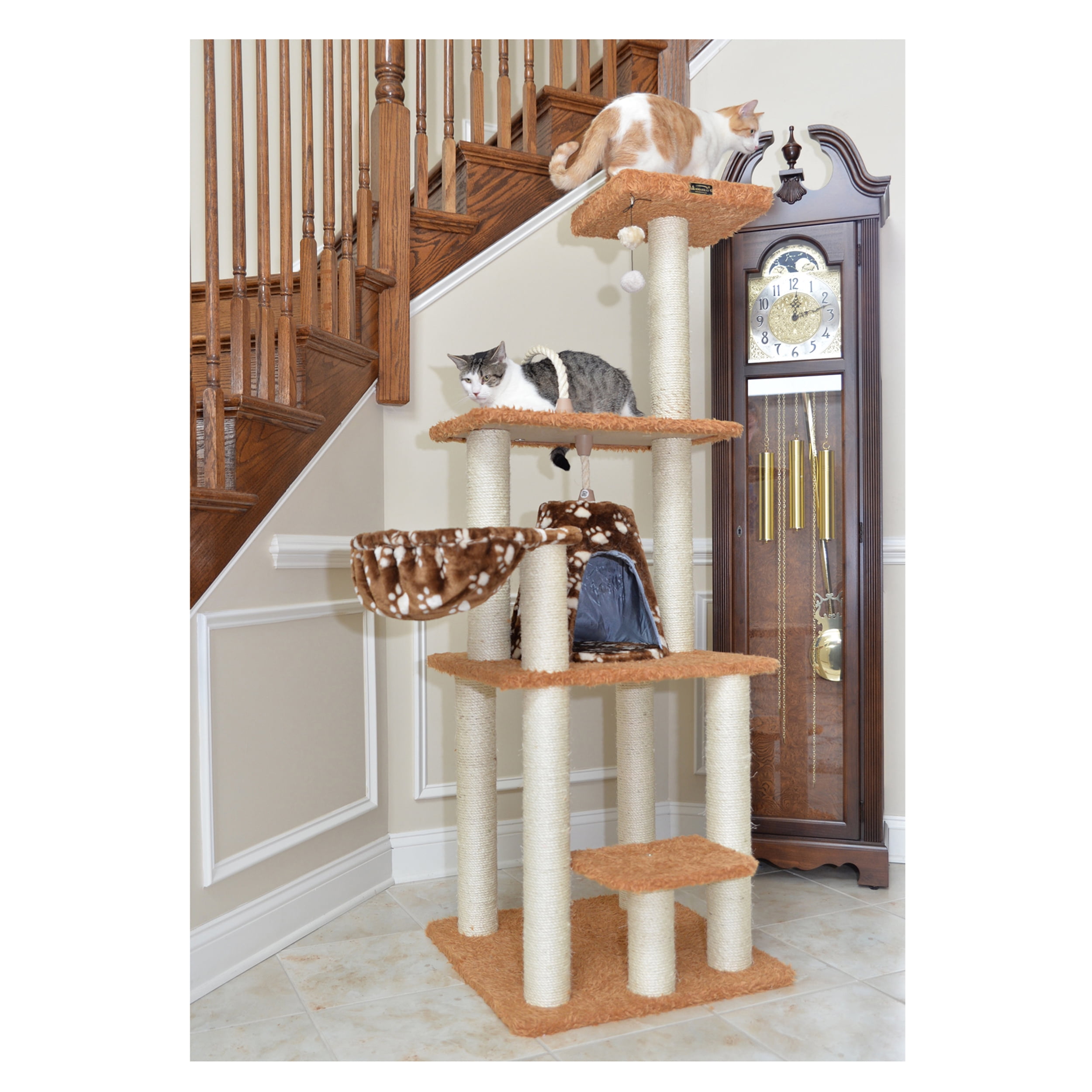 Beige and Brown Sisal Carpet Cat Tree Tower
