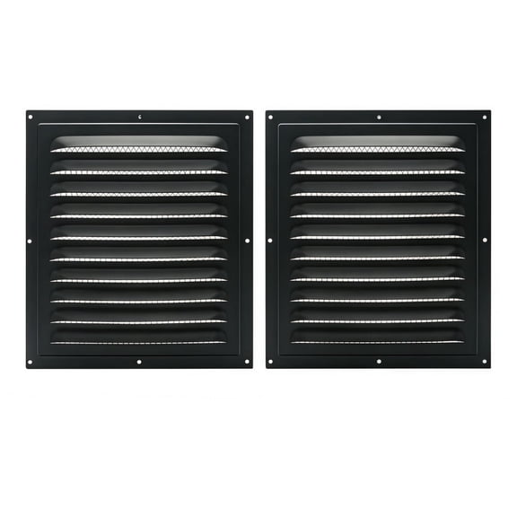 Armastuse 2 Pack Black Aluminum Wall Vent, 9.84 x 9.84 Inch Louver Gable Vent - Square Ventilation Grille for Attic, Garage, Shed And Ceiling