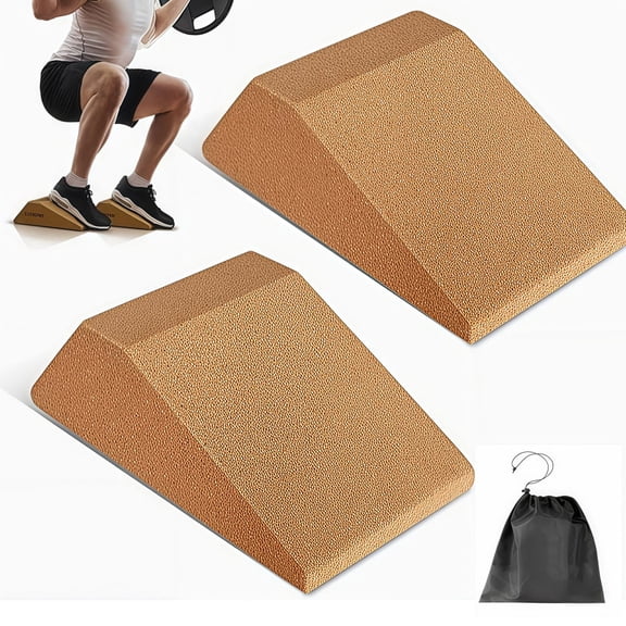 Armastuse 2 Pack Squat Wedge Block, Non Slip Heel Elevated Slant Board for Weightlifting And Yoga - Cork Squat Ramp for Heel Elevated Squats, Calf Raises And Fitness Protection
