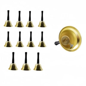 Armastuse 12 Pack Hand Bells, Gold Steel Metal Call Bells with Wooden Handle, Diatonic Musical Handbells for Church, Wedding, Christmas Party, Dinner & Celebration Events