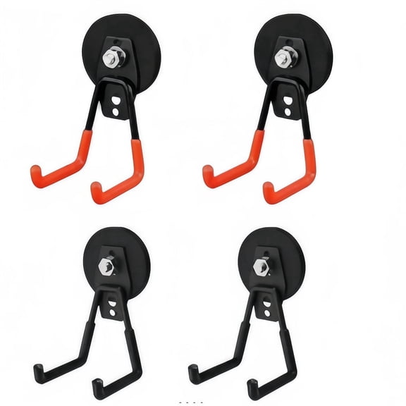 Armastuse 4-Pack Heavy Duty Magnetic Hooks – Rubber Coated No-Drill Garage Hooks for Tools, Kitchen, Pegboard And Workshop (Red/Black)