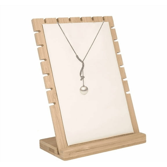 Armastuse Jewellery Display Stand, Wooden Necklace Display Stand, Bracelet Pendant Chain Bust Holder Stand Organizer Rack Craft Market Stall Display Stand (Beige)