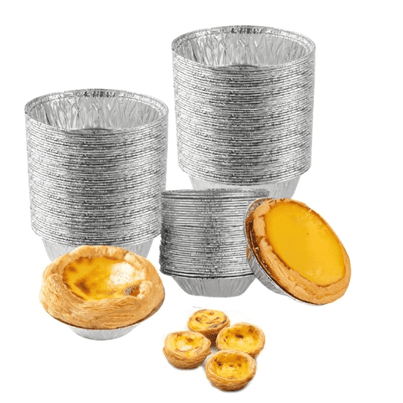 ArmastuseEgg Tart Mold 200 Pcs Egg Tart Box Disposable Kitchen Baking Round Aluminum Foil Box Cake Cup Mold Mini Cake Cups Tartlet Molds,for Home DIY Baking Cooking Storage
