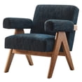 thumbnail image 1 of Armchair Accent Chair, Azure Navy Blue, Fabric, Wood, Living Kitchen Cafe Bistro Hospitality Restaurant, Modern Contemporary HB36175, 1 of 9