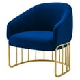 thumbnail image 1 of Armchair Accent Chair, Blue Navy, Velvet, Modern Contemporary, Mid Century Living Hotel Lounge Cafe Lobby, 1 of 8