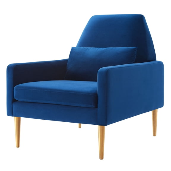 Armchair Accent Chair, Blue Navy, Velvet, Modern Contemporary, Mid Century Living Hotel Lounge Cafe Lobby
