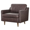 thumbnail image 1 of Armchair Accent Chair, Brown, Leather, Modern Contemporary Mid-Century French Country, Mid Century Living Hotel Lounge Cafe Lobby, 1 of 8