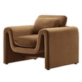 thumbnail image 1 of Armchair Accent Chair, Brown, Velvet, Living Kitchen Cafe Bistro Hospitality Restaurant, Modern Contemporary Boutique HB34900, 1 of 9