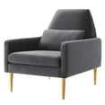 thumbnail image 1 of Armchair Accent Chair, Charcoal Grey Gray, Velvet, Modern Contemporary, Mid Century Living Hotel Lounge Cafe Lobby, 1 of 8
