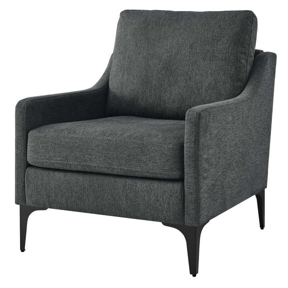 Armchair Accent Chair, Dark Grey Gray, Fabric, Mid Century Living Lounge Cafe Lobby Hospitality Restaurant, Modern Contemporary HB34323