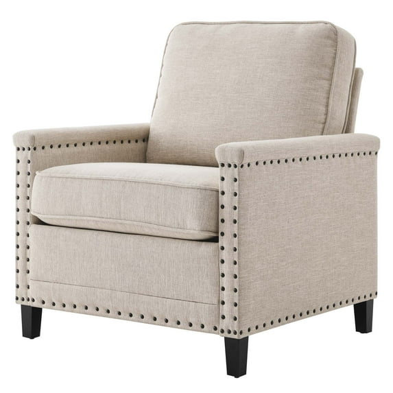 Armchair Accent Chair, Fabric, Beige, Modern Contemporary Urban Design, Living Lounge Room Hotel Lobby Hospitality