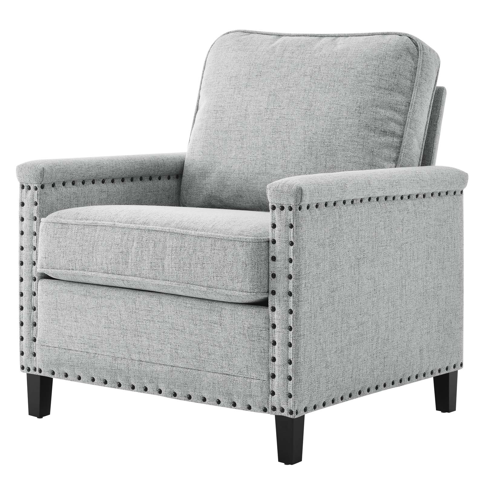 Armchair Accent Chair, Fabric, Light Grey Gray, Modern Contemporary