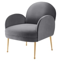 Armchair Accent Chair, Grey Gray, Velvet, Modern Contemporary, Mid Century Living Hotel Lounge Cafe Lobby