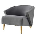 thumbnail image 1 of Armchair Accent Chair, Grey Gray, Velvet, Modern Contemporary, Mid Century Living Hotel Lounge Cafe Lobby, 1 of 8