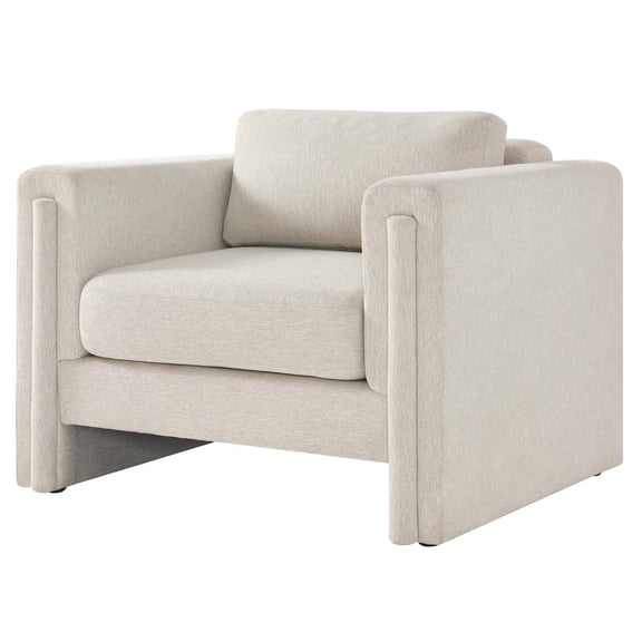 Armchair Accent Chair, Ivory White, Fabric, Living Kitchen Cafe Bistro Hospitality Restaurant, Modern Contemporary HB34790