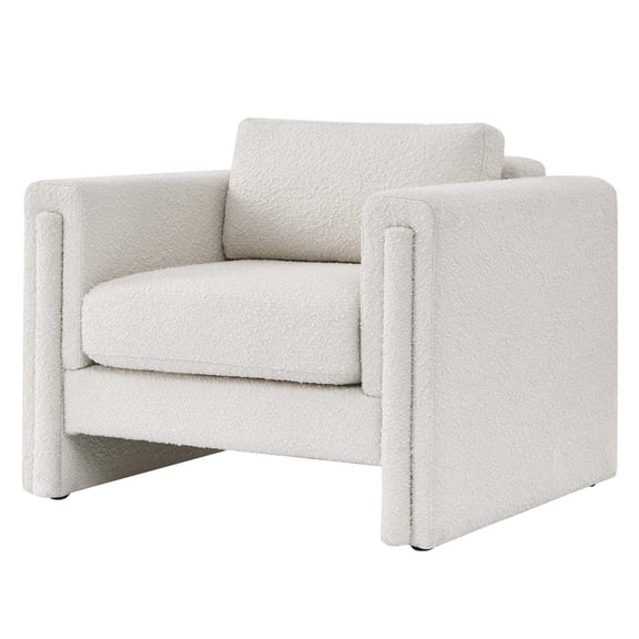 Armchair Accent Chair, Ivory White, Fabric, Living Kitchen Cafe Bistro Hospitality Restaurant, Modern Contemporary HB34793