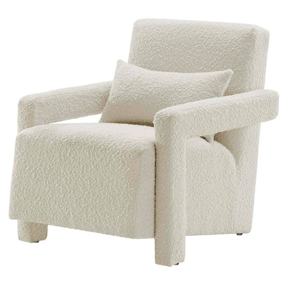 Armchair Accent Chair, Ivory White, Fabric, Living Kitchen Cafe Bistro Hospitality Restaurant, Modern Contemporary HB34864