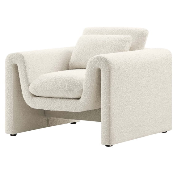 Armchair Accent Chair, Ivory White, Fabric, Living Kitchen Cafe Bistro Hospitality Restaurant, Modern Contemporary HB34899