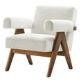 thumbnail image 1 of Armchair Accent Chair, Ivory White, Fabric, Wood, Living Kitchen Cafe Bistro Hospitality Restaurant, Modern Contemporary HB36178, 1 of 9