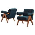 thumbnail image 1 of Armchair Accent Chair, Set of 2, Azure Navy Blue, Fabric, Wood, Living Kitchen Cafe Bistro Hospitality Restaurant, Modern Contemporary HB36214, 1 of 9