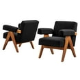 thumbnail image 1 of Armchair Accent Chair, Set of 2, Black, Fabric, Wood, Living Kitchen Cafe Bistro Hospitality Restaurant, Modern Contemporary HB36221, 1 of 9