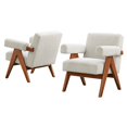 thumbnail image 1 of Armchair Accent Chair, Set of 2, Ivory White, Fabric, Wood, Living Kitchen Cafe Bistro Hospitality Restaurant, Modern Contemporary HB36219, 1 of 9