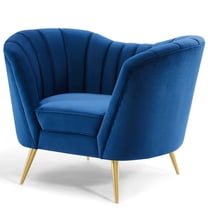 Armchair Accent Chair, Velvet, Blue Navy, Modern Contemporary Urban Design, Living Lounge Room Hotel Lobby Hospitality