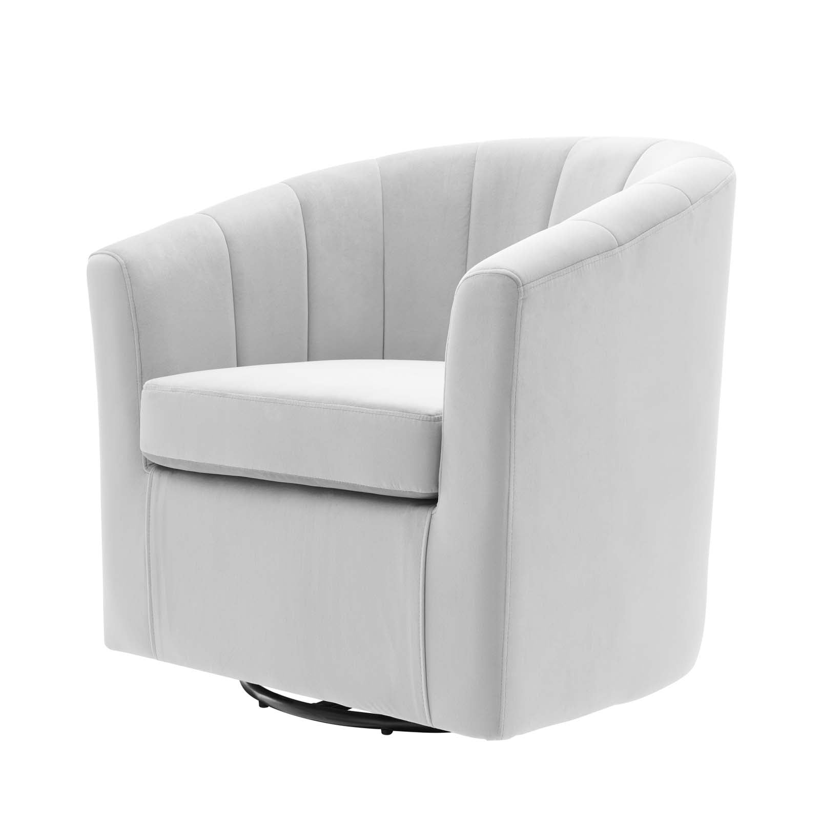 Luxurious Light Gray Velvet Swivel Barrel Accent Chair