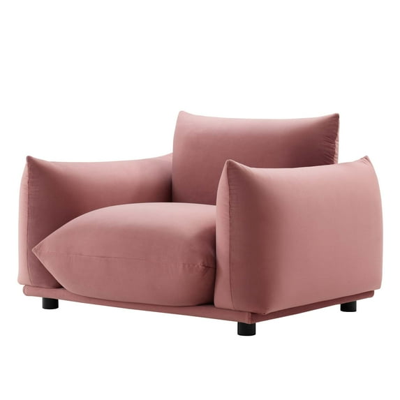 Armchair Accent Chair, Velvet, Pink, Modern Contemporary Urban Design, Living Lounge Room Hotel Lobby Hospitality