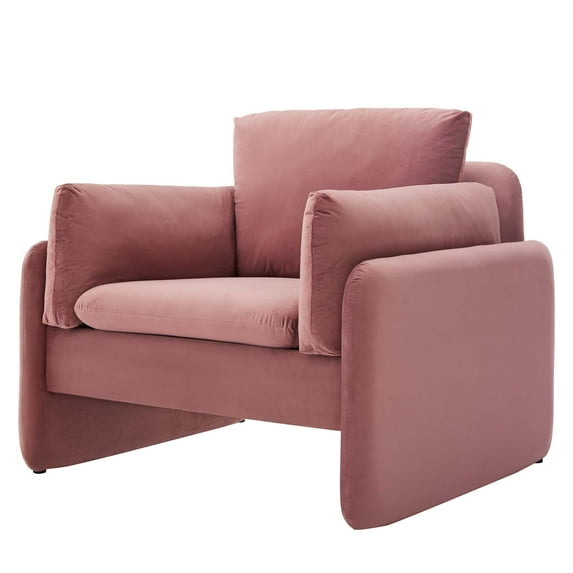 Armchair Accent Chair, Velvet, Pink, Modern Contemporary Urban Design, Living Lounge Room Hotel Lobby Hospitality