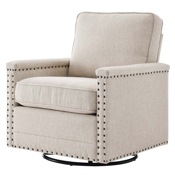 Armchair Accent Swivel Chair, Fabric, Beige, Modern Contemporary Urban Design, Living Lounge Room Hotel Lobby Hospitality