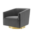 thumbnail image 1 of Armchair Accent Swivel Chair, Velvet, Gold Grey Gray, Modern Contemporary Urban Design, Living Lounge Room Hotel Lobby Hospitality, 1 of 8