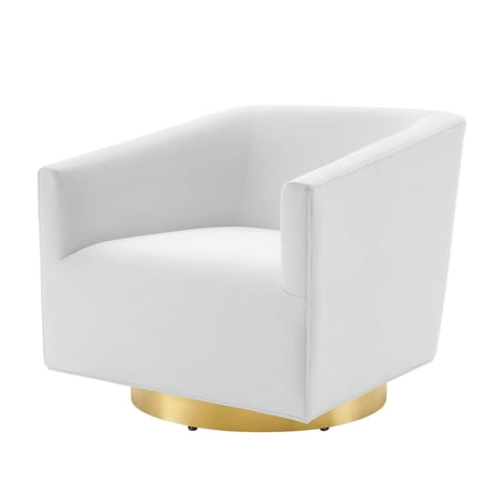 Armchair Accent Swivel Chair, Velvet, Gold White, Modern Contemporary Urban Design, Living Lounge Room Hotel Lobby Hospitality