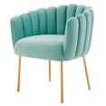 thumbnail image 1 of Armchair Accent Tufted Chair, Blue, Velvet, Modern Contemporary, Mid Century Living Hotel Lounge Cafe Lobby, 1 of 8