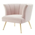 thumbnail image 1 of Armchair Accent Tufted Chair, Pink, Velvet, Modern Contemporary, Mid Century Living Hotel Lounge Cafe Lobby, 1 of 8