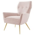 thumbnail image 1 of Armchair Accent Tufted Chair, Pink, Velvet, Modern Contemporary, Mid Century Living Hotel Lounge Cafe Lobby, 1 of 8