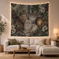 thumbnail image 1 of Armchair Bookshelf Cat with Fluffy Cats Nestled Among, Cozy Dark Academia for Book Lovers, Reading Nook Wall Decor, Christmas Gift, Tapestry Wall Hanging for Bedroom and Dorm, 1 of 7