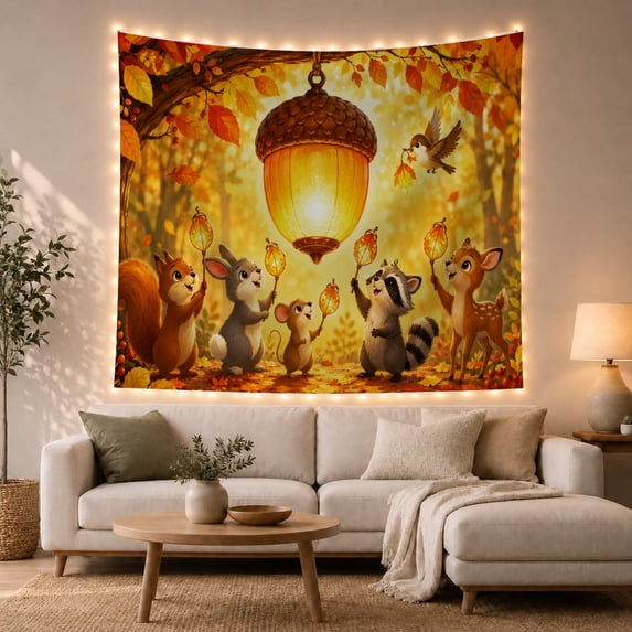 Armchair Bookshelf Cat with Forest Harvest Toned Main, Cozy Dark Academia for Book Lovers, Aesthetic Wall Decor, Mother'S Day Gift, Tapestry Wall Hanging for Dorm and Living Room