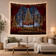thumbnail image 1 of Armchair Bookshelf Cat with Window Viewed Indoors Looking, Cozy Dark Academia for Book Lovers, Reading Nook Wall Decor, Christmas Gift, Tapestry Wall Hanging for Bedroom and Dorm, 1 of 5