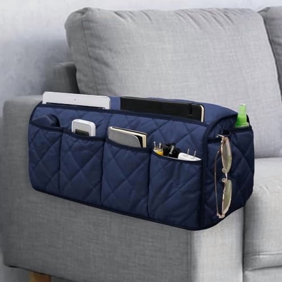 Armchair Caddy,Non Slip Sofa Armrest Organizer,Couch Armrest Remote Control Holder,Waterproof Recliner Arm Caddy with 14 Pockets for Cell Phone TV Remote Control