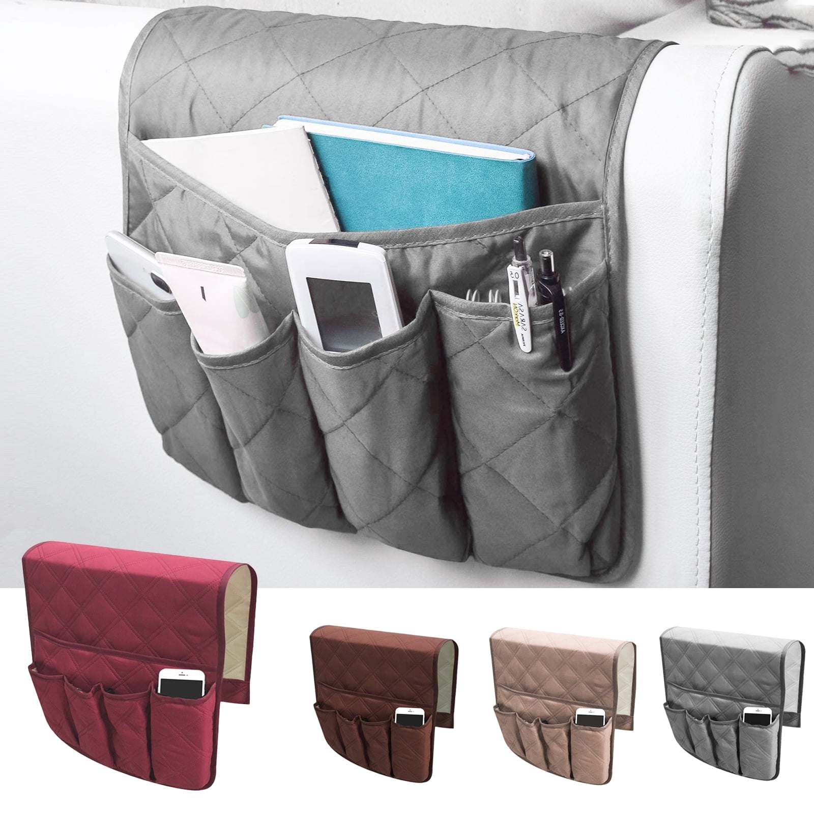 Armchair Caddy Waterproof Sofa Armrest Organizer Non Slip Recliner Organizer Remote Holder for Recline Recliner Caddy with 14 5Pockets Storage for TV Remote Phone Magazine Red Walmart