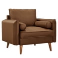 thumbnail image 1 of Armchair Chair, Brown, Faux Leather, Living Room Lounge Cafe Lobby Hospitality Restaurant, Modern Contemporary, HB37339, 1 of 9