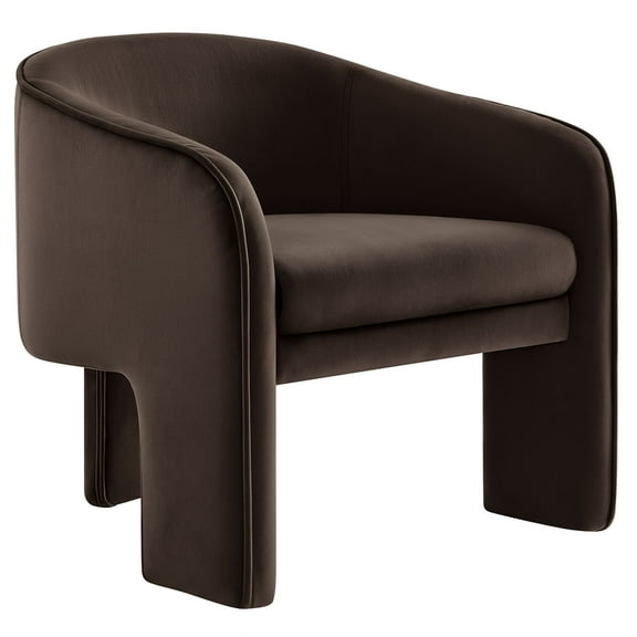 Armchair Chair, Brown, Velvet, Living Room Lounge Cafe Lobby Hospitality Restaurant, Modern Contemporary, HB37605
