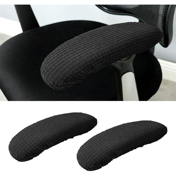 Armchair Cover,Happon 2Pcs Removable Office Chair Armrest Slipcovers, Elastic Band Chair Arm Rest Sleeves, Washable Office Chair Armrest Cover Pads Office Chair Arm Replacement(Black)