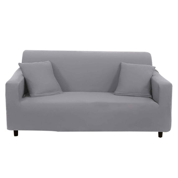 Armchair Sofa Cover With Elastic Bottom,Stretch Couch Covers Slipcover,Solid Color Sofa Protector For Living Room,No Pillow Cover-Light Grey-3 seater(180-230cm)