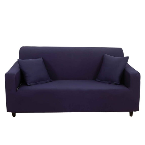 Armchair Sofa Cover With Elastic Bottom,Stretch Couch Covers Slipcover,Solid Color Sofa Protector For Living Room,No Pillow Cover-Navy Blue-3 seater(180-230cm)