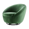 thumbnail image 1 of Armchair Swivel Accent Chair, Black Green, Velvet, Modern Contemporary, Living Lounge Cafe Room Hotel Lobby Hospitality, 1 of 7