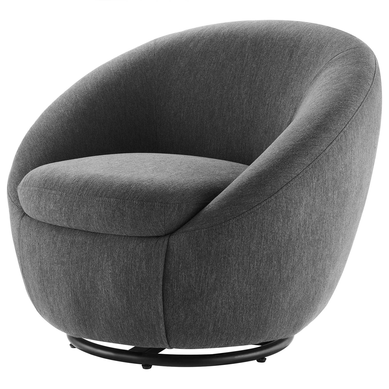 Curved Silhouette Black and Light Gray Metal Swivel Chair