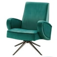 thumbnail image 1 of Armchair Swivel Accent Chair, Teal Blue, Velvet, Modern Contemporary, Living Lounge Cafe Room Hotel Lobby Hospitality, 1 of 8
