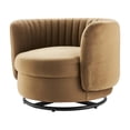 thumbnail image 1 of Armchair Swivel Accent Tufted Chair, Black Brown, Velvet, Modern Contemporary, Living Lounge Cafe Room Hotel Lobby Hospitality, 1 of 7